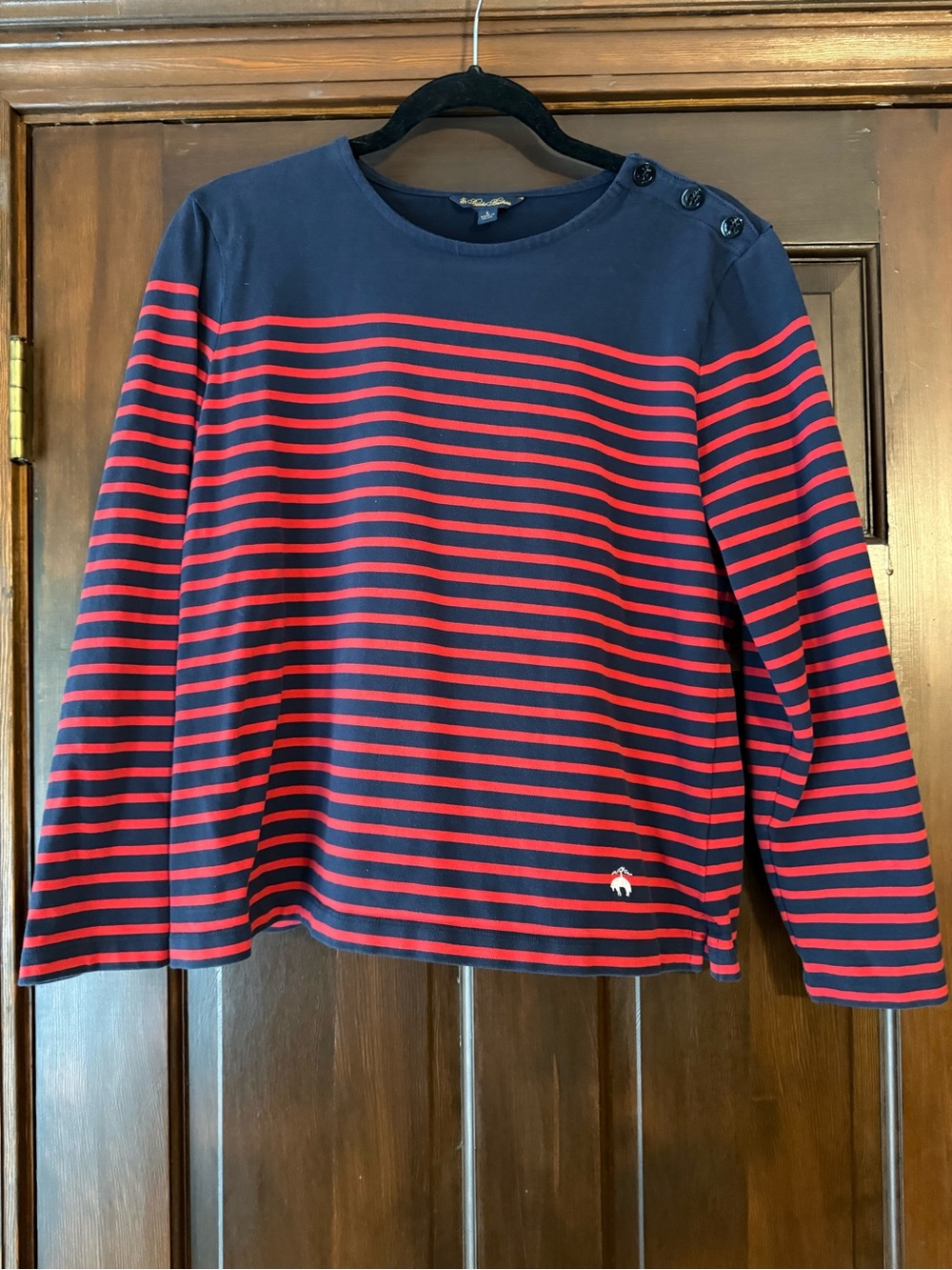 Brooks Brothers Navy and Red Crew Neck Top
